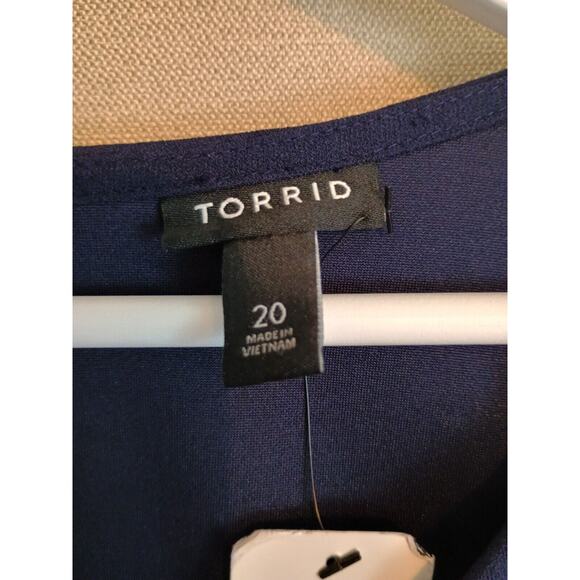 Torrid Dress Women 20 Blue Side Tie Waist Stretch Minimalist Corpcore Career NWT - Picture 3 of 12